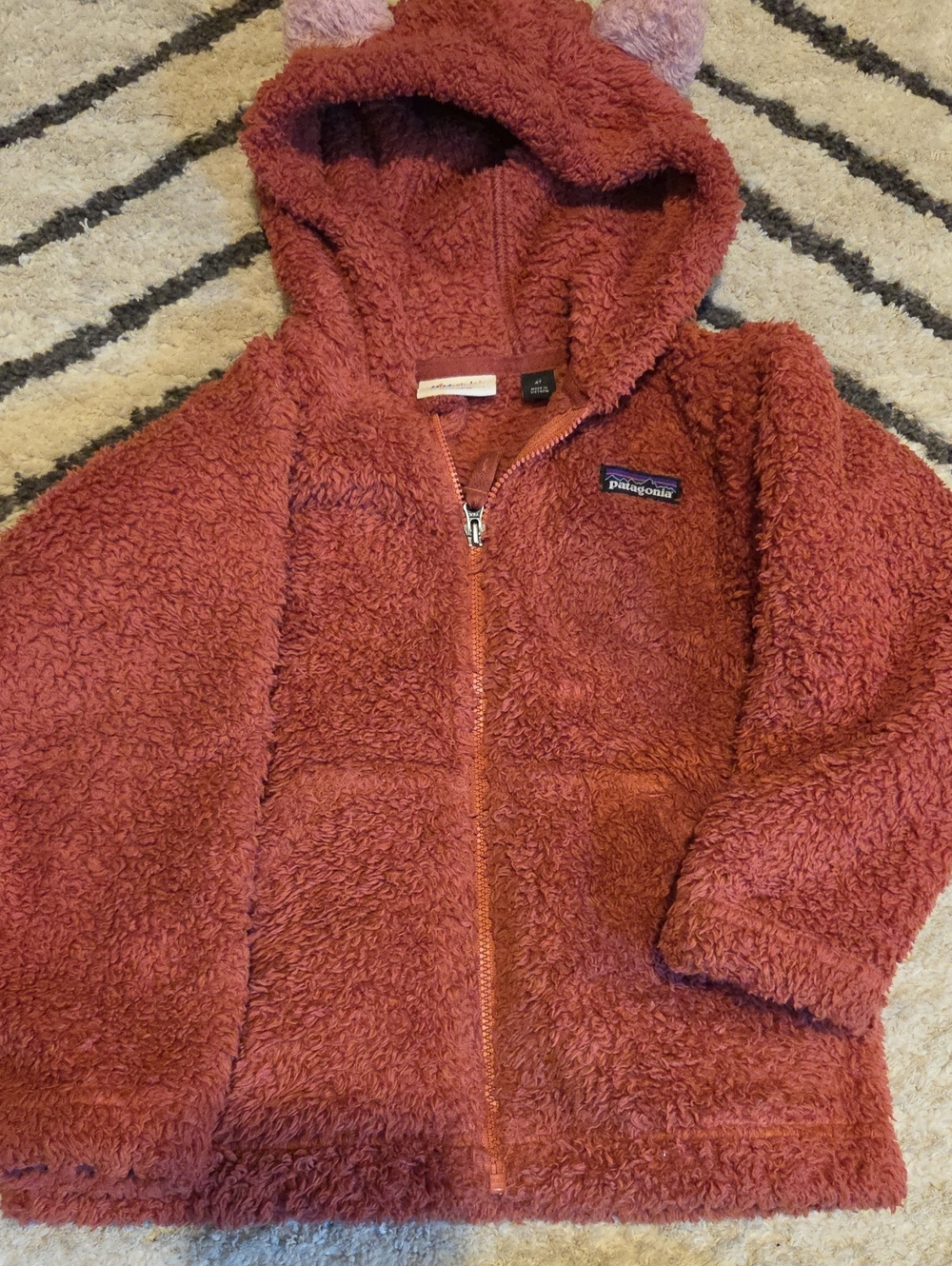 Patagonia Kids Sherpa Hooded Zip Jacket - Rust